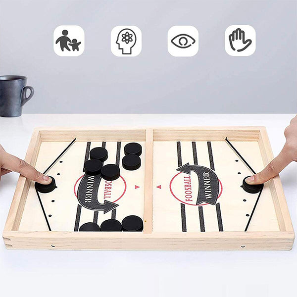 Engaging Wooden Tabletop Sling Puck Game - Fast-Paced Family Fun