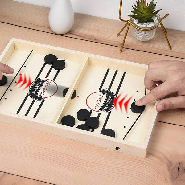 Engaging Wooden Tabletop Sling Puck Game - Fast-Paced Family Fun