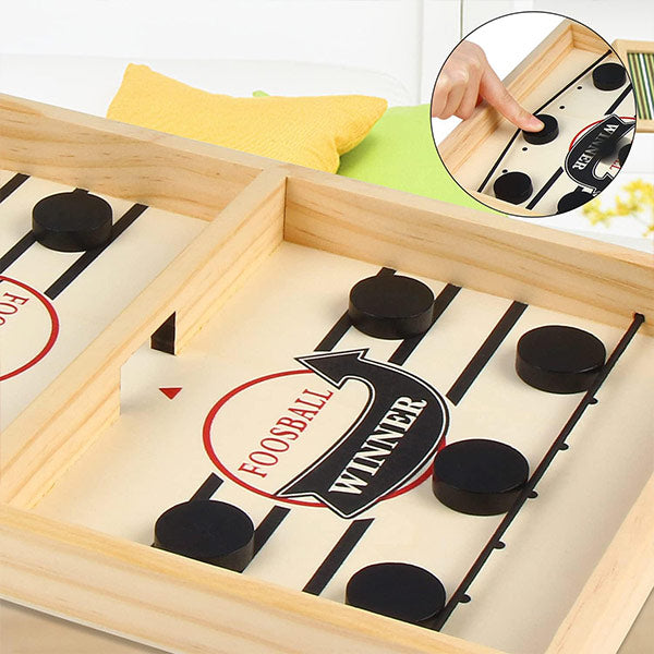 Engaging Wooden Tabletop Sling Puck Game - Fast-Paced Family Fun